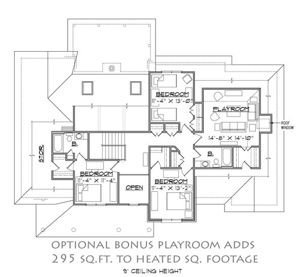 Farmhouse Floor Plan - Upper Floor Plan #1054-26