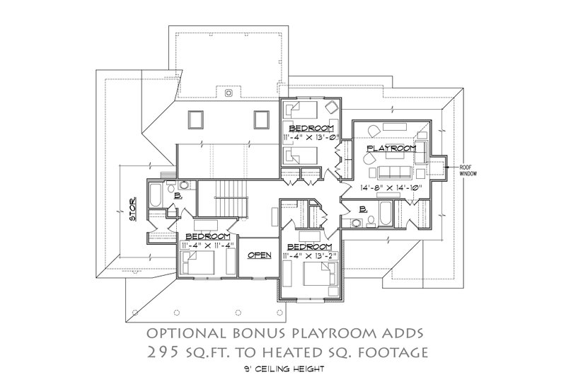 Home Plan - Floor Plan - Upper Floor for Farmhouse House Plan #1054-26 - 4 bed, 3.5 bath