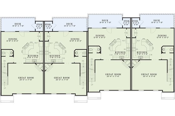 Floor Plan - Main Floor for Traditional House Plan #17-1174 - 3 bed, 2.5 bath
