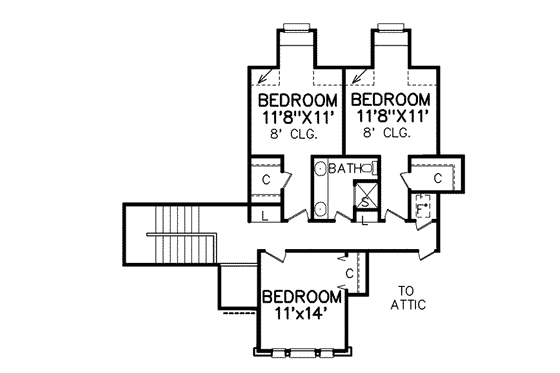 Floor Plan - Upper Floor for Traditional House Plan #65-196 - 4 bed, 2.5 bath
