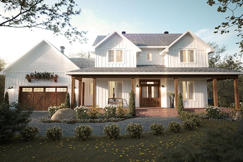 House Blueprint - Farmhouse Exterior - Front Elevation Plan #23-2827