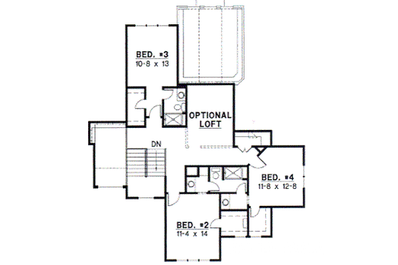 Floor Plan - Upper Floor for Traditional House Plan #67-491 - 5 bed, 3.5 bath
