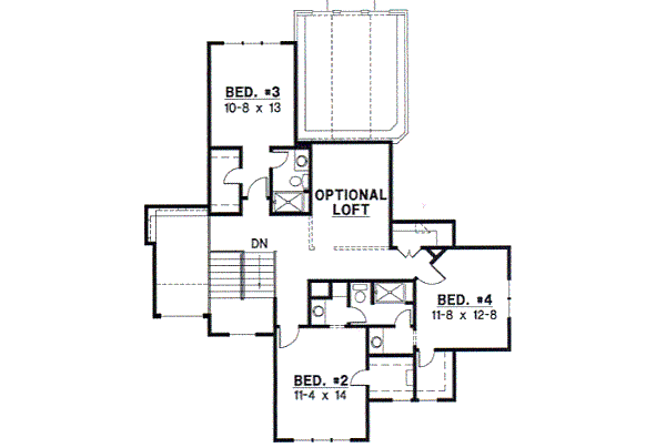Traditional Floor Plan - Upper Floor Plan #67-491
