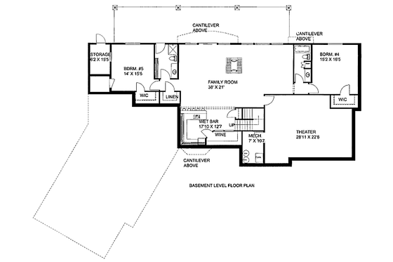 Floor Plan - Lower Floor for Craftsman House Plan #117-748 - 4 bed, 4.5 bath
