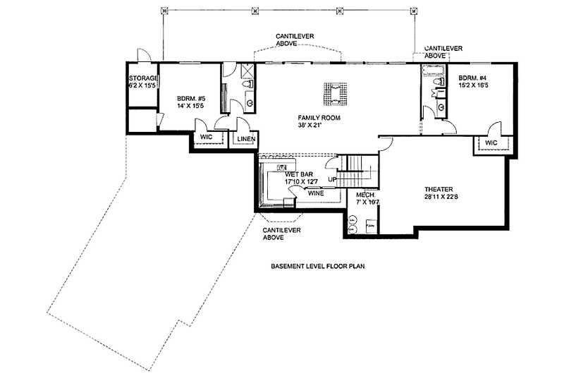 Dream House Plan - Floor Plan - Lower Floor for Craftsman House Plan #117-748 - 4 bed, 4.5 bath