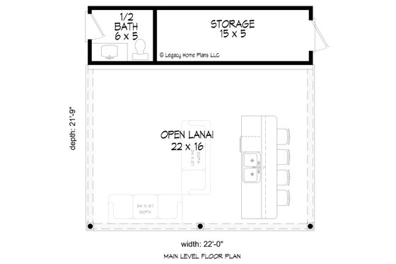 Floor Plan - Main Floor for Traditional House Plan #932-679, 0.5 bath