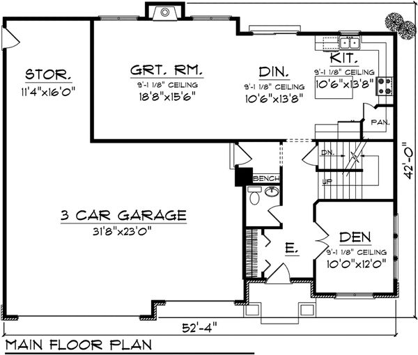 Architectural House Design - Mediterranean Floor Plan - Main Floor Plan #70-1095