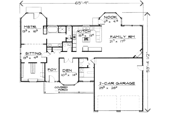 Floor Plan - Main Floor for Traditional House Plan #308-119 - 2 bed, 1.5 bath