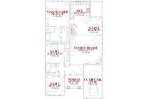 Floor Plan - Main Floor for Craftsman House Plan #63-152 - 3 bed, 2 bath