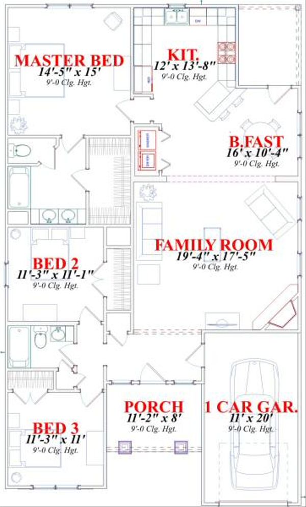 Craftsman Floor Plan - Main Floor Plan #63-152