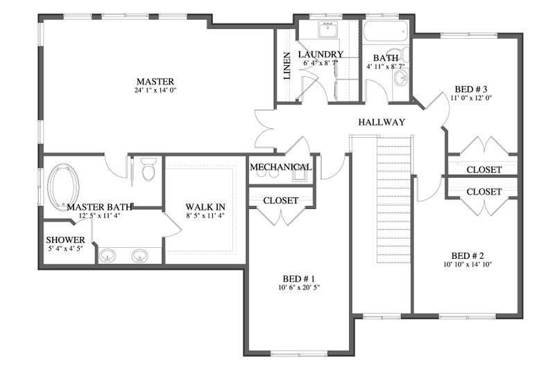 House Design - Floor Plan - Upper Floor for Farmhouse House Plan #1060-262 - 4 bed, 2.5 bath