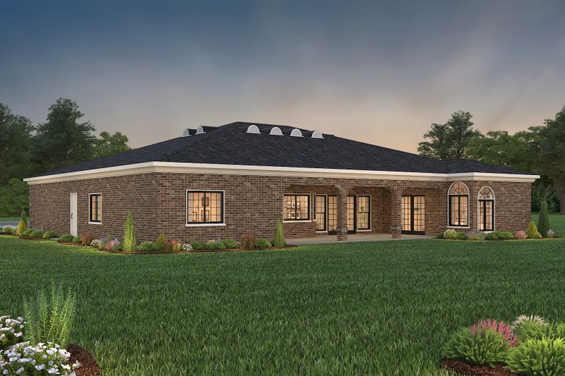 Dream House Plan - Exterior - Rear Elevation 2 for Adobe / Southwestern House Plan #1-1136 - 4 bed, 3 bath