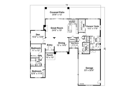 Floor Plan - Main Floor for Contemporary House Plan #124-1171 - 3 bed, 3 bath