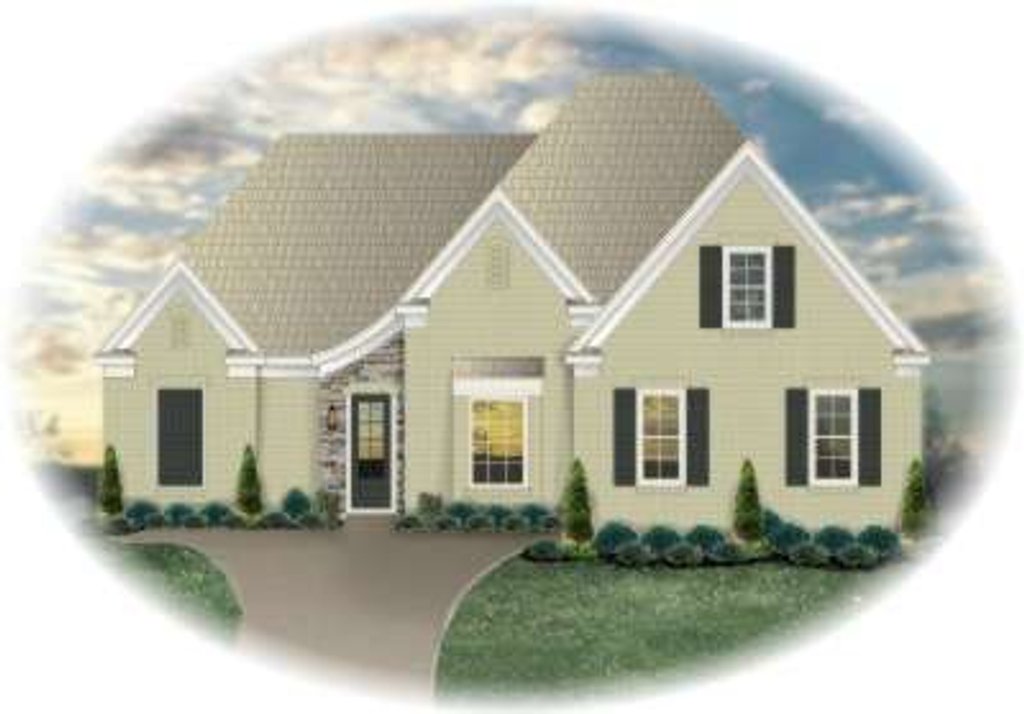 Exterior - Front Elevation 2 for European House Plan #81-1538 - 3 bed, 2 bath