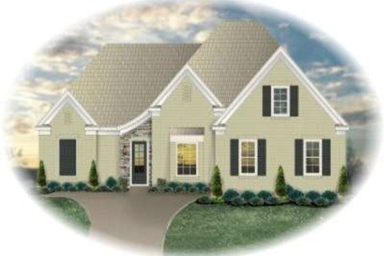 Exterior - Front Elevation for European House Plan #81-1538 - 3 bed, 2 bath