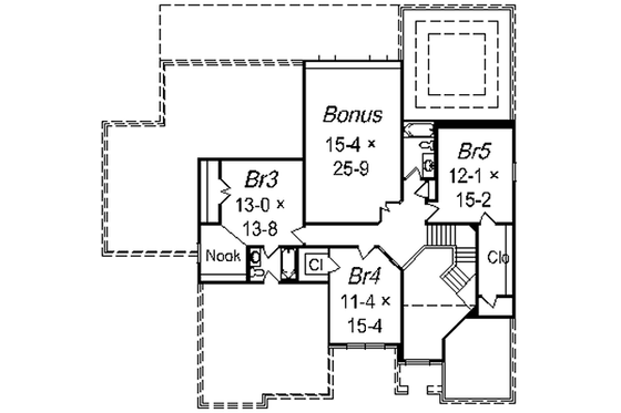 Floor Plan - Upper Floor for European House Plan #329-310 - 5 bed, 3 bath