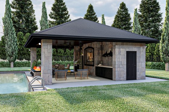 Exterior - Other Elevation 3 for Mediterranean House Plan #455-267, 0.5 bath