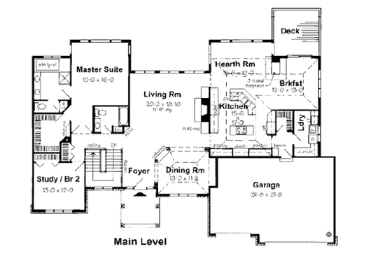 Floor Plan - Main Floor for European House Plan #312-629 - 4 bed, 3 bath
