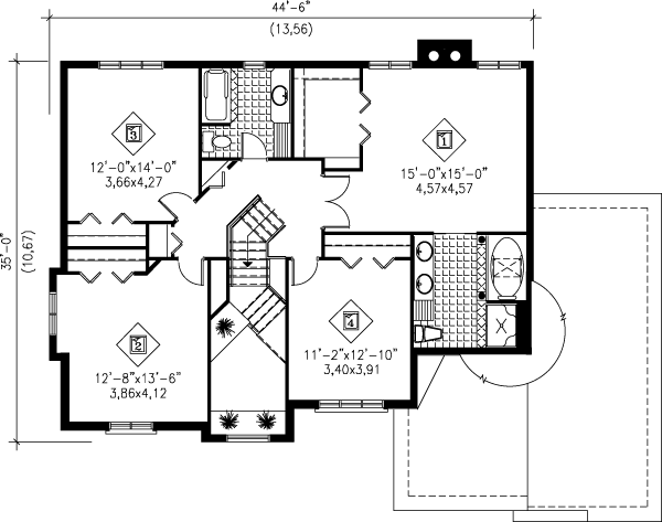 European Floor Plan - Upper Floor Plan #25-2085