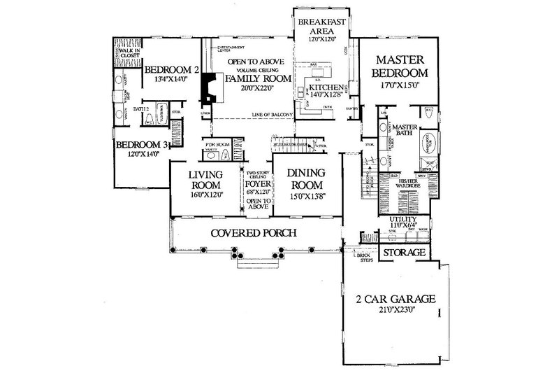 House Blueprint - Floor Plan - Main Floor for Cottage House Plan #137-387 - 3 bed, 2.5 bath