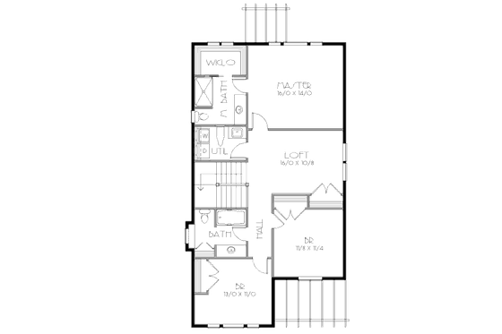 Floor Plan - Upper Floor for Traditional House Plan #423-9 - 3 bed, 2.5 bath