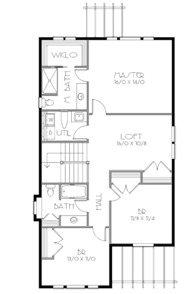 Traditional Floor Plan - Upper Floor Plan #423-9
