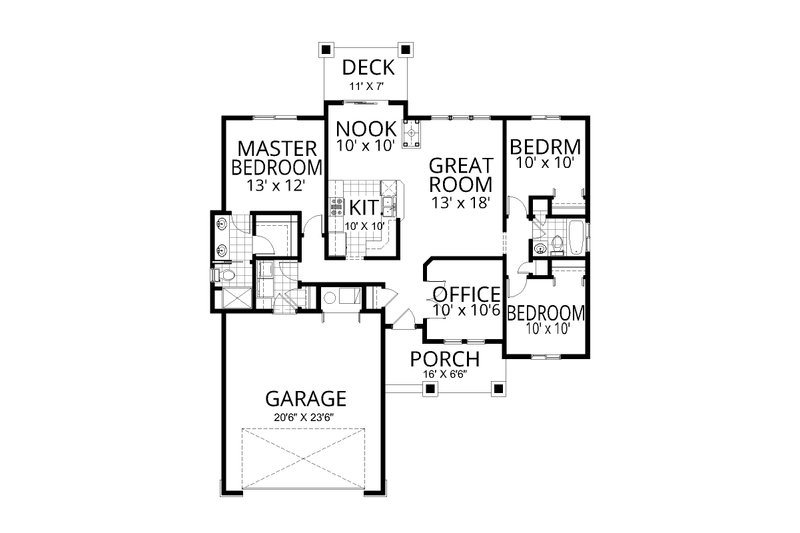 House Design - Floor Plan - Main Floor for Craftsman House Plan #112-246 - 4 bed, 2 bath
