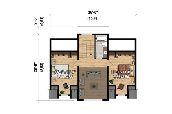 Floor Plan - Upper Floor for Cottage House Plan #25-4921 - 3 bed, 2 bath