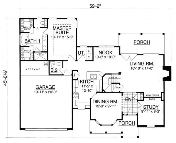 Traditional Style House Plan - 5 Beds 2.5 Baths 2098 Sq/Ft Plan #40-385 ...