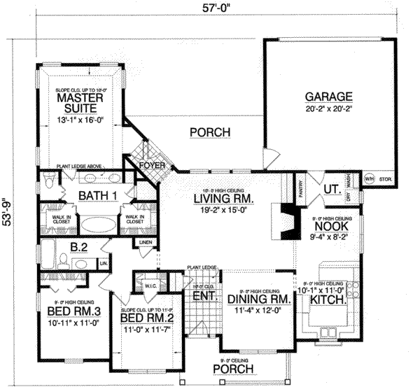 House Plan Design - Southern Floor Plan - Main Floor Plan #40-352