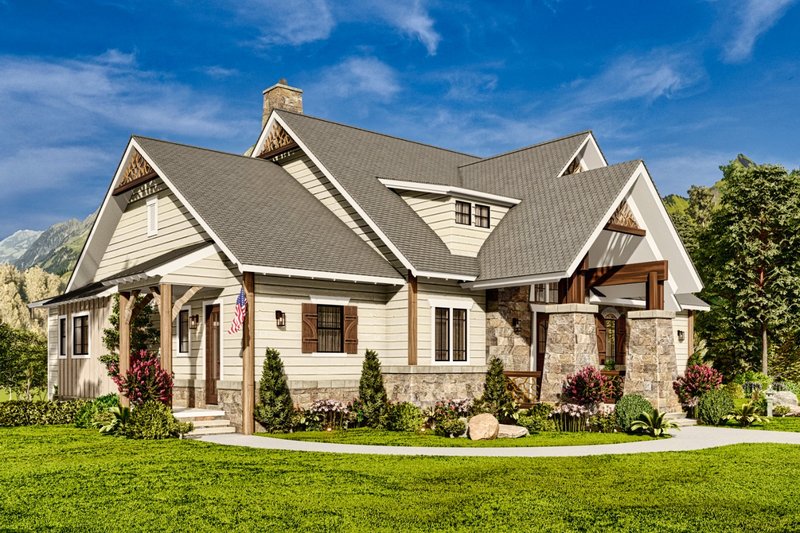 Dream House Plan - Exterior - Front Elevation 6 for Ranch House Plan #54-590 - 2 bed, 2.5 bath