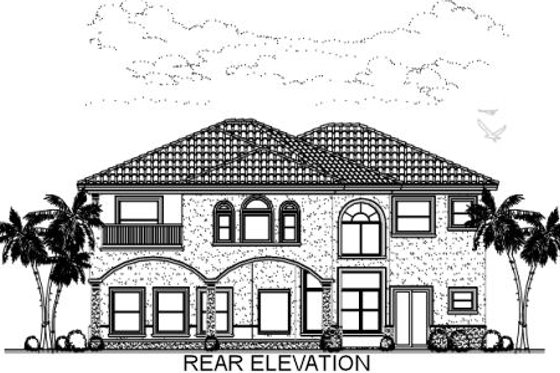 Exterior - Rear Elevation for Mediterranean House Plan #420-291 - 6 bed, 4.5 bath