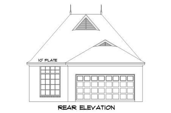 Exterior - Rear Elevation for European House Plan #424-42 - 3 bed, 2 bath