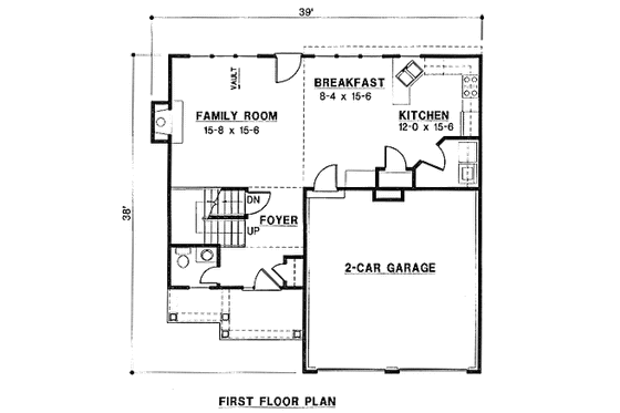 Floor Plan - Main Floor for European House Plan #67-122 - 3 bed, 2.5 bath