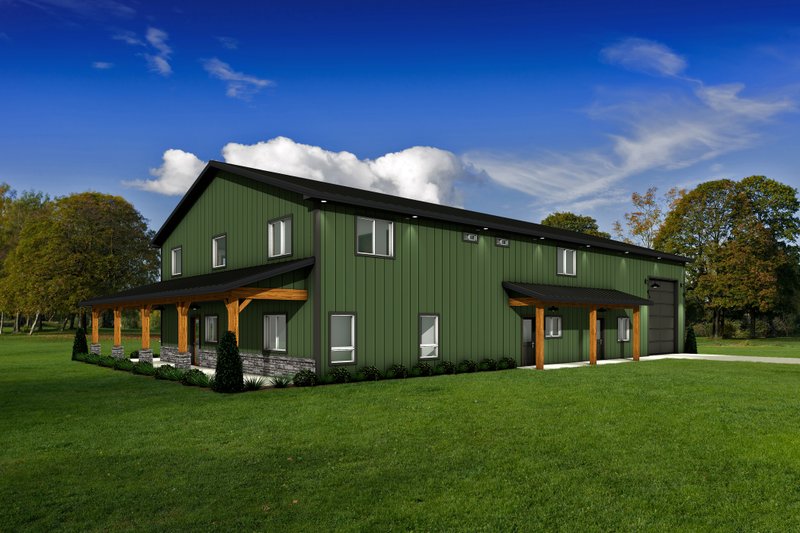 Dream House Plan - Exterior - Rear Elevation 1 for Barndominium House Plan #1084-9 - 3 bed, 3.5 bath
