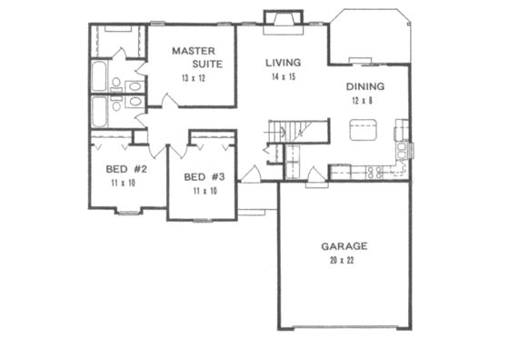 Floor Plan - Main Floor for Traditional House Plan #58-112 - 3 bed, 2 bath