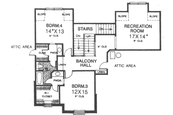 Floor Plan - Upper Floor for European House Plan #310-513 - 4 bed, 3.5 bath