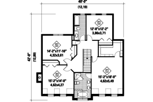 Floor Plan - Upper Floor for Colonial House Plan #25-4767 - 4 bed, 2 bath
