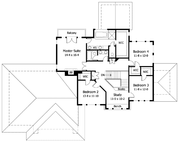 Prairie Floor Plan - Upper Floor Plan #51-227