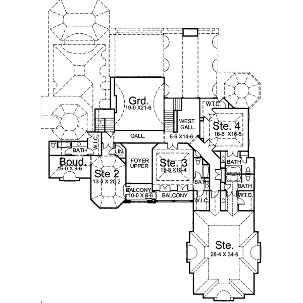 House Design - European Floor Plan - Upper Floor Plan #119-163