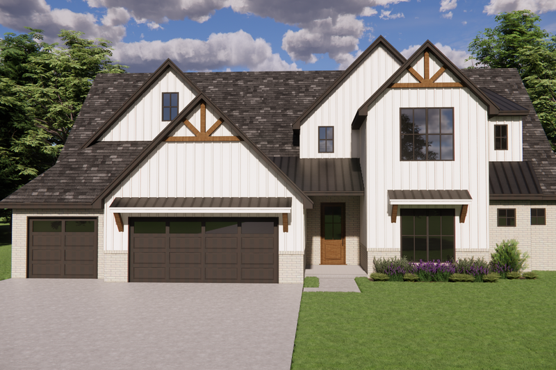 Farmhouse Style House Plan - 4 Beds 3.5 Baths 2400 Sq/Ft Plan #1119-2 Exterior