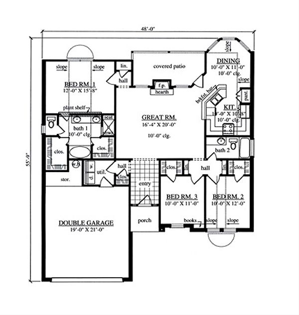 House Design - Traditional Floor Plan - Main Floor Plan #42-388