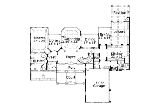 Floor Plan - Main Floor for Mediterranean House Plan #411-122 - 4 bed, 4.5 bath
