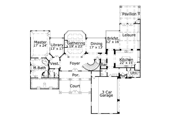 Mediterranean Floor Plan - Main Floor Plan #411-122