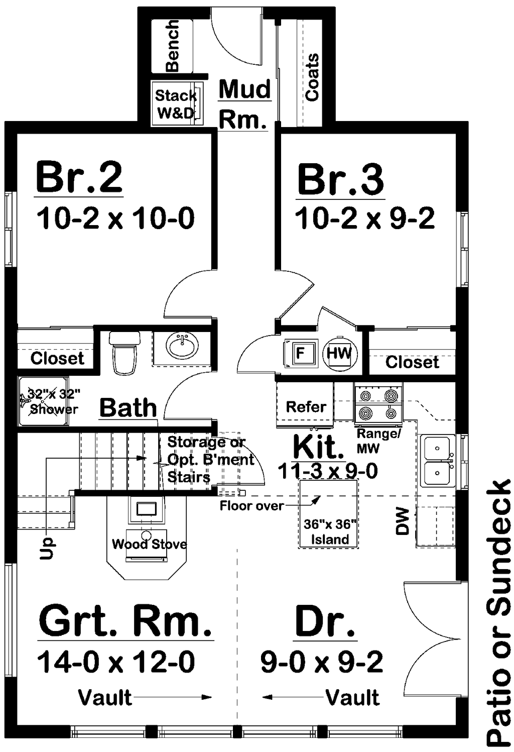 Floor Plan - Main Floor for Country House Plan #126-131 - 3 bed, 1 bath