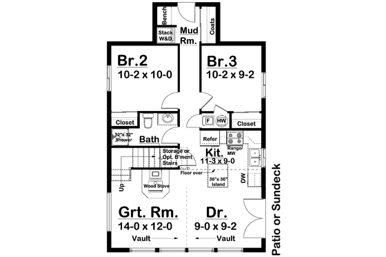 Floor Plan - Main Floor for Country House Plan #126-131 - 3 bed, 1 bath