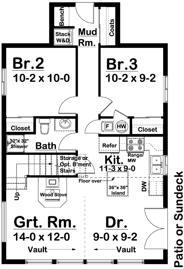 Floor Plan - Main Floor for Country House Plan #126-131 - 3 bed, 1 bath