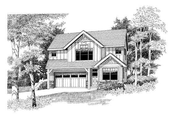 Exterior - Front Elevation for Craftsman House Plan #53-510 - 3 bed, 2.5 bath