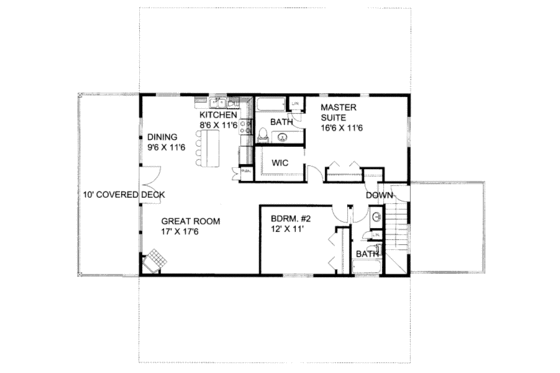 Floor Plan - Upper Floor for Farmhouse House Plan #117-796 - 2 bed, 2.5 bath