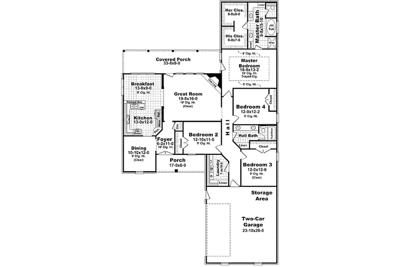 Dream House Plan - Floor Plan - Main Floor for Traditional House Plan #21-306 - 4 bed, 2 bath